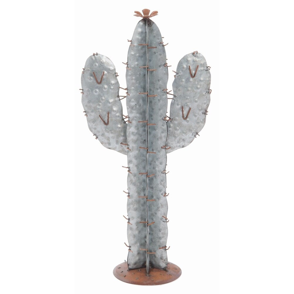Transpac Metal Small Silver Spring Cactus Yard Decor