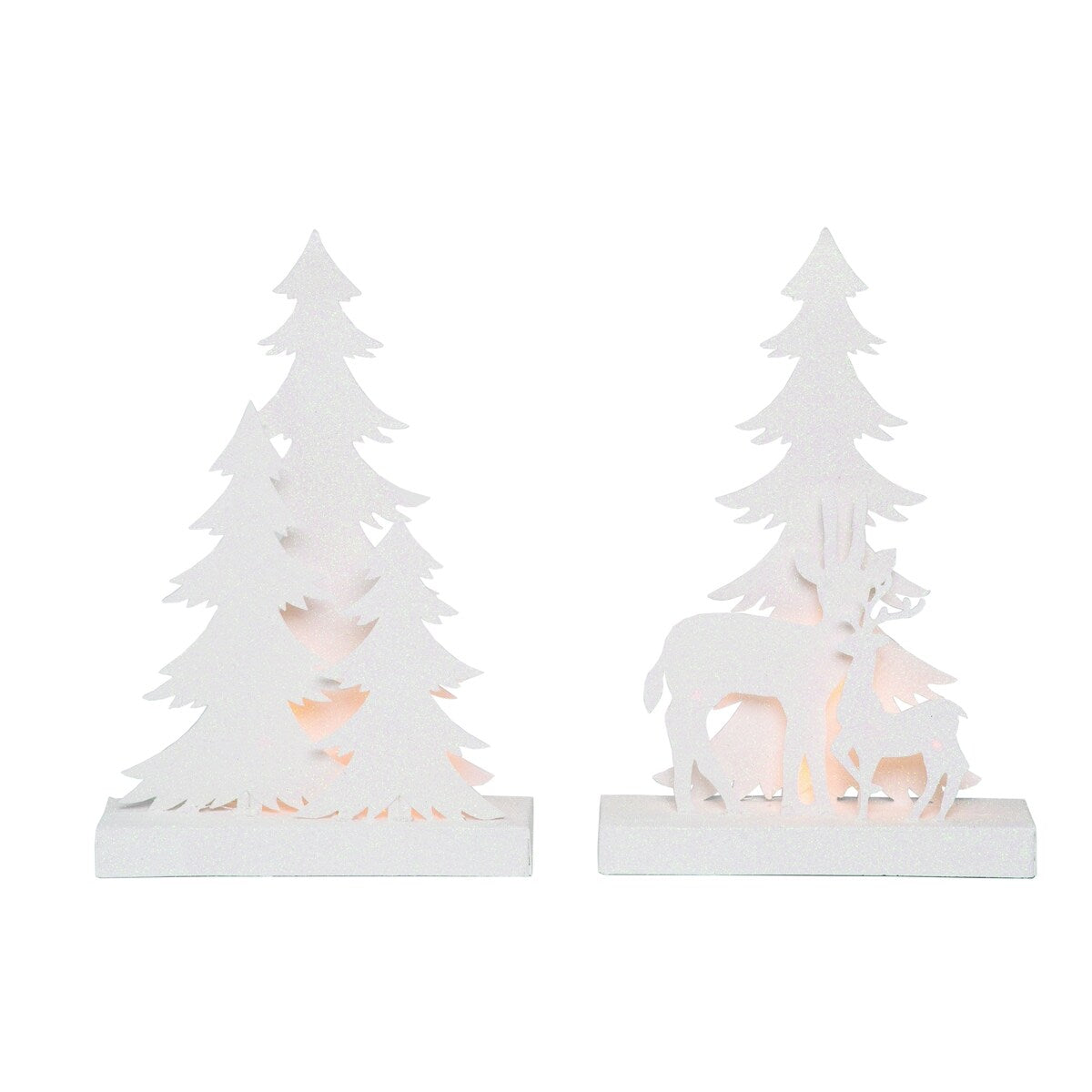 Transpac Paper 12 in. White Christmas Winter Scene Set of 2