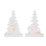 Transpac Paper 12 in. White Christmas Winter Scene Set of 2