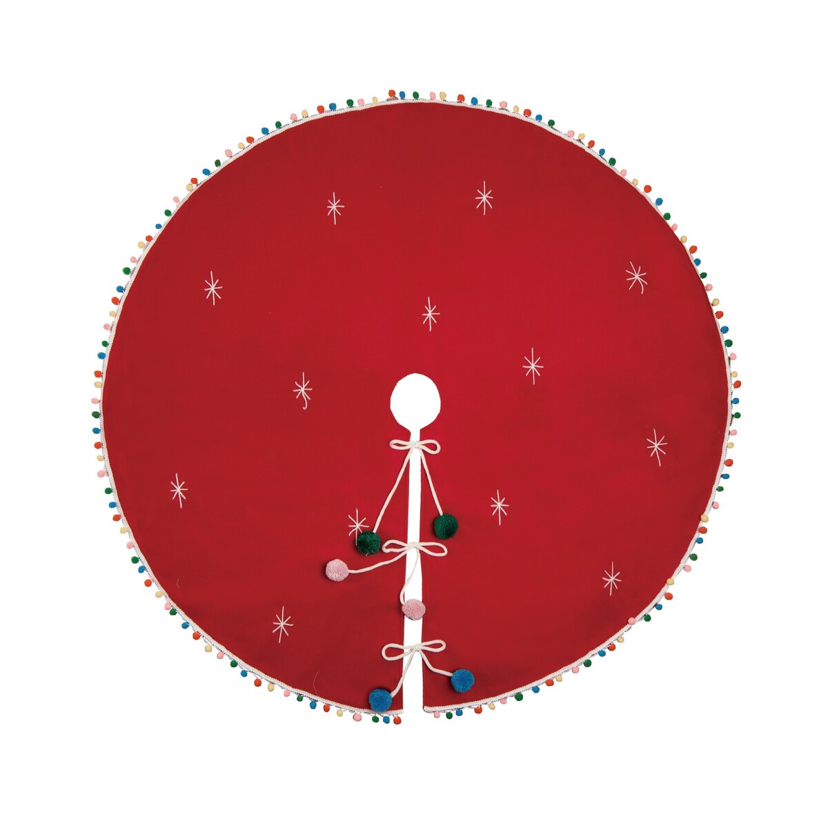 Transpac Polyester 49.21 in. Red Christmas Confetti Holiday Tree Skirt - 49.21" x 49.21" x 0.59"