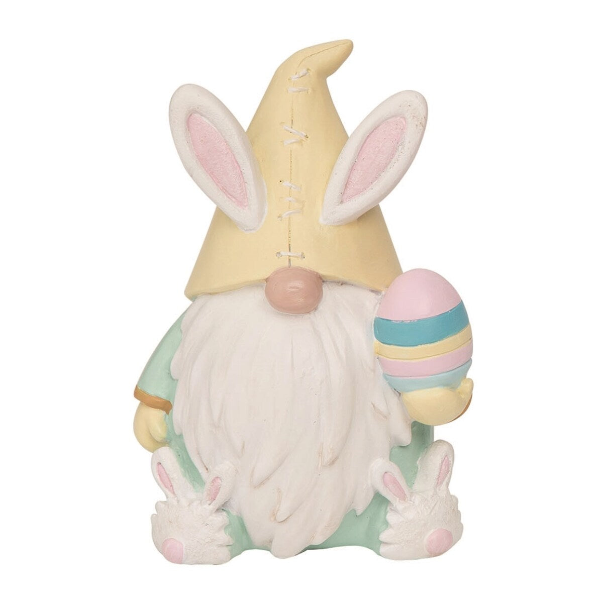 Transpac Resin 5" White Easter Bunny Gnome Figurine - N/A