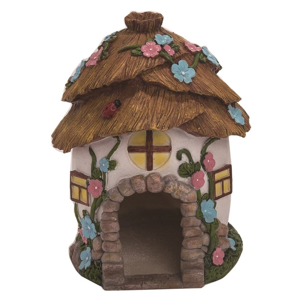 Transpac Resin 9 in. Multicolor Spring Fairy Garden Hut