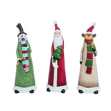 Transpac Terracotta 9 in. Multicolor Christmas Merry Santa/Snowman/Moose Figurine Set of 3