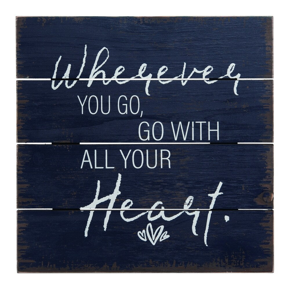 Transpac Wood Blue Spring Encouraging HEART Word Wall Art Decor