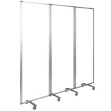 Transparent Acrylic Mobile Partition with Lockable Casters (3 Sections Included)