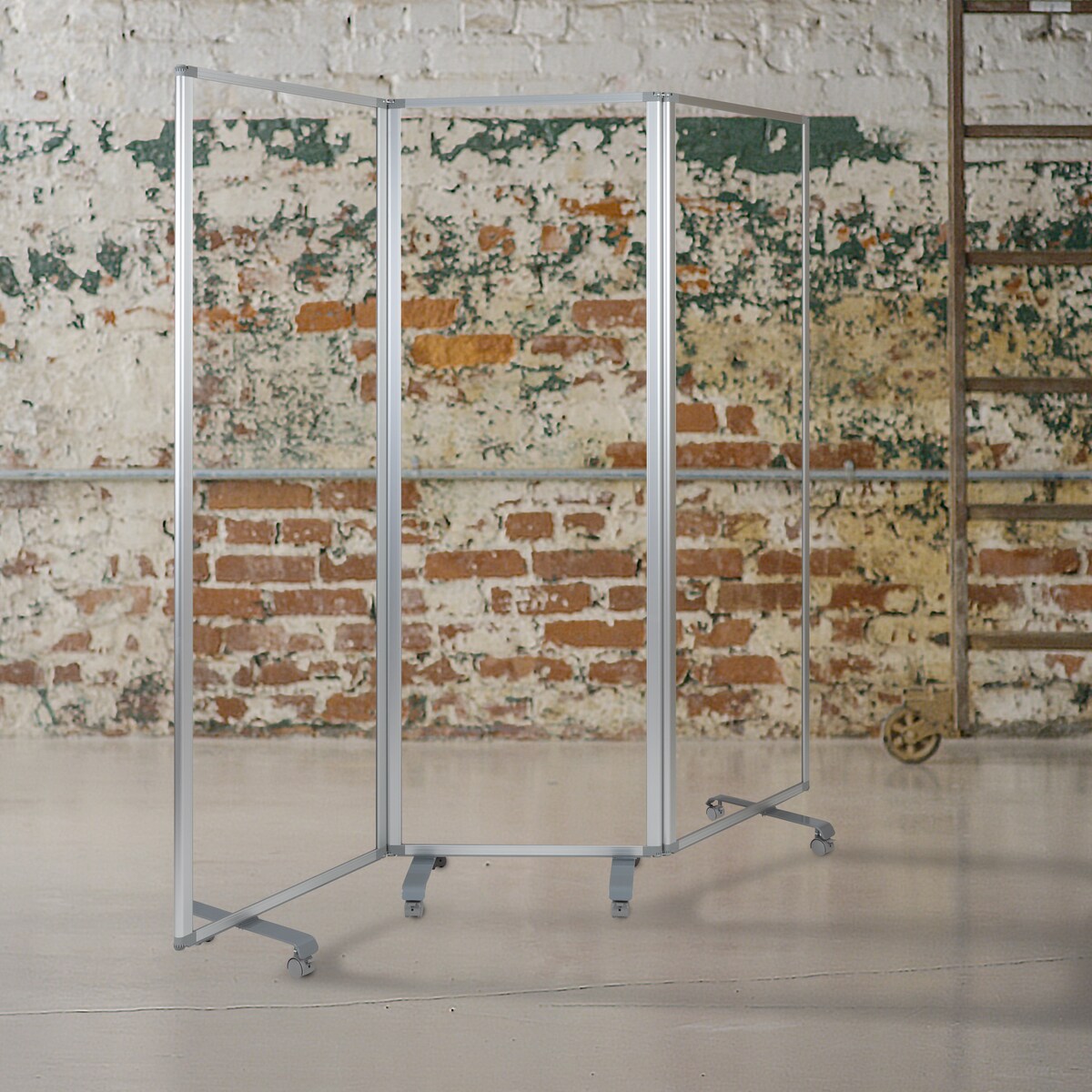 Transparent Acrylic Mobile Partition with Lockable Casters (3 Sections Included)
