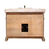 Travertine Top Single Sink Bathroom Vanity in Light Walnut Finish