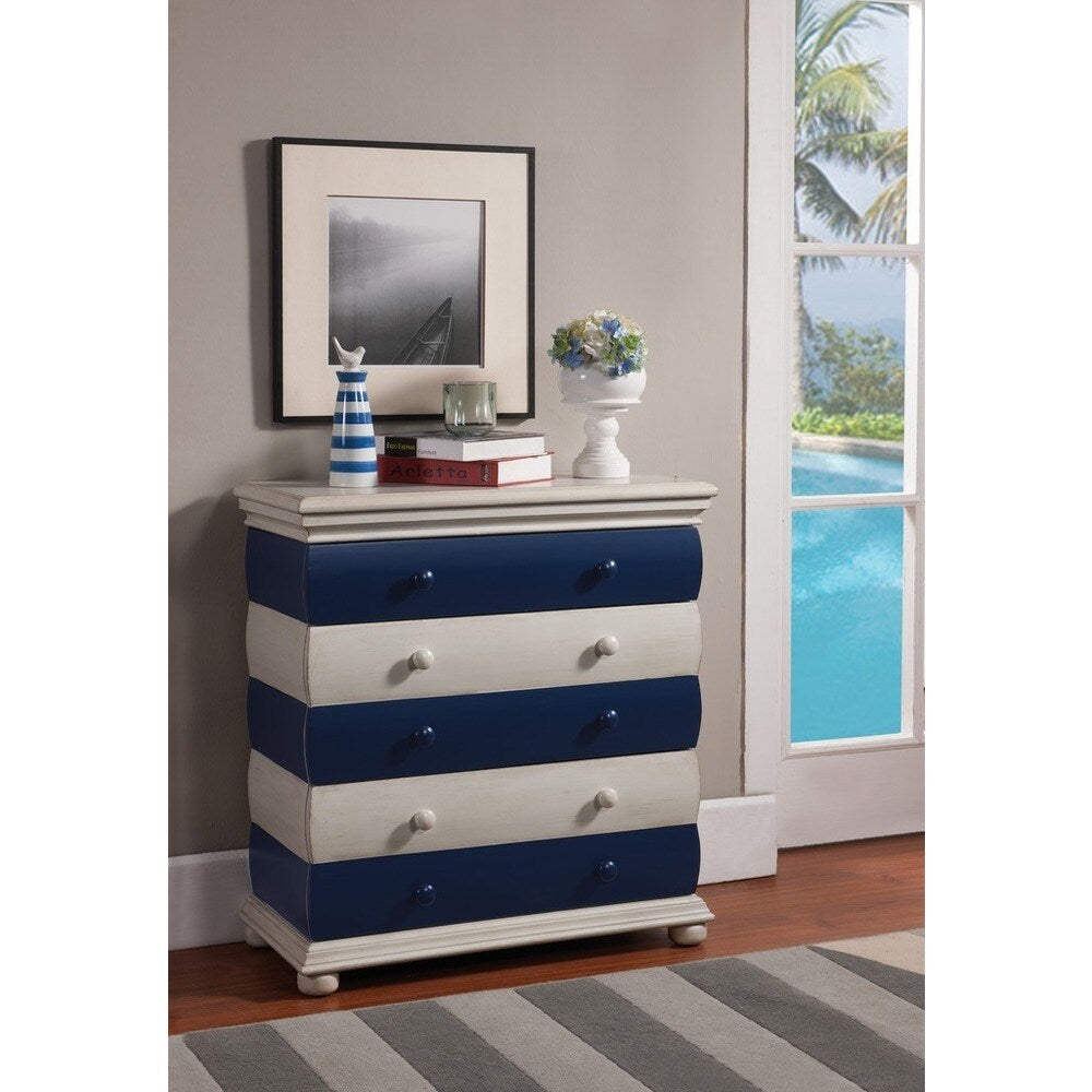 Treasure Trove Accents Bayano Blue and Ivory Three Drawer Chest