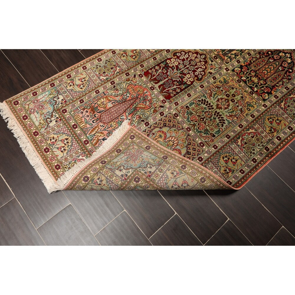 Tree of Life Hamadan Hand Knotted Certified Silk 340-400 KPSI Persian Oriental Area Rug (3'x5')