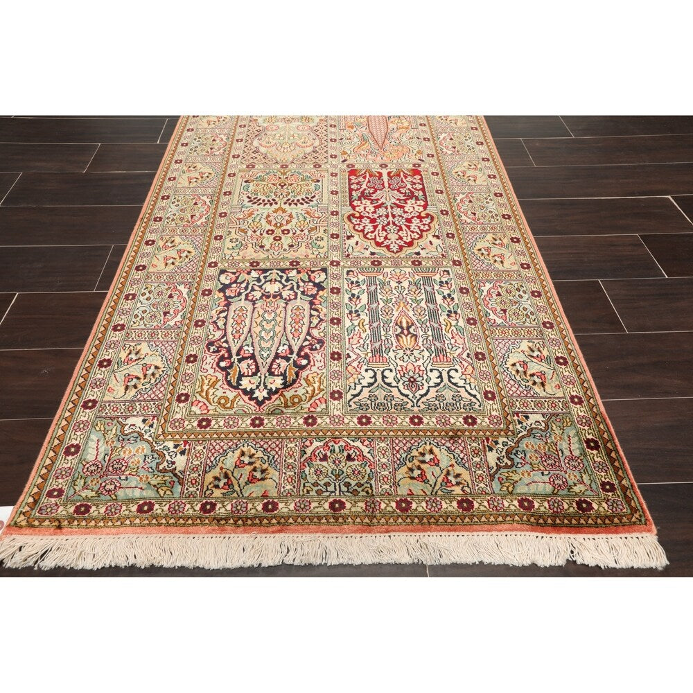 Tree of Life Hamadan Hand Knotted Certified Silk 340-400 KPSI Persian Oriental Area Rug (3'x5')