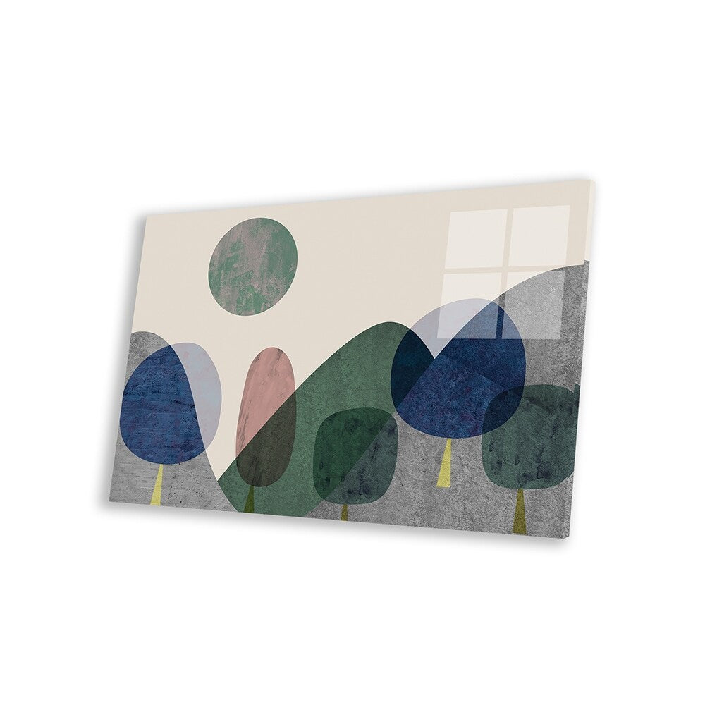 Trees And Mountains Print On Acrylic Glass by Flatowl