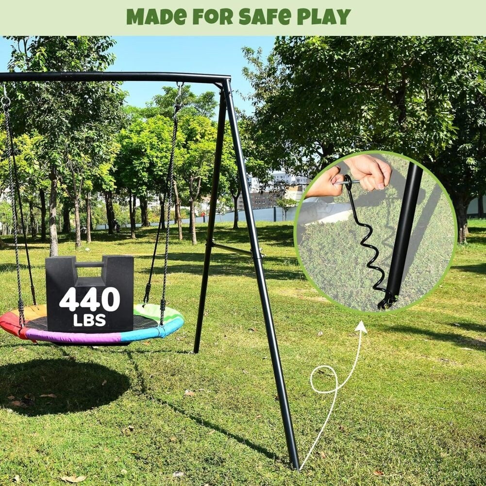 440lbs Swing Set with 40 Inch Saucer Tree Swing and Heavy Duty A-Frame Metal Swing Stand