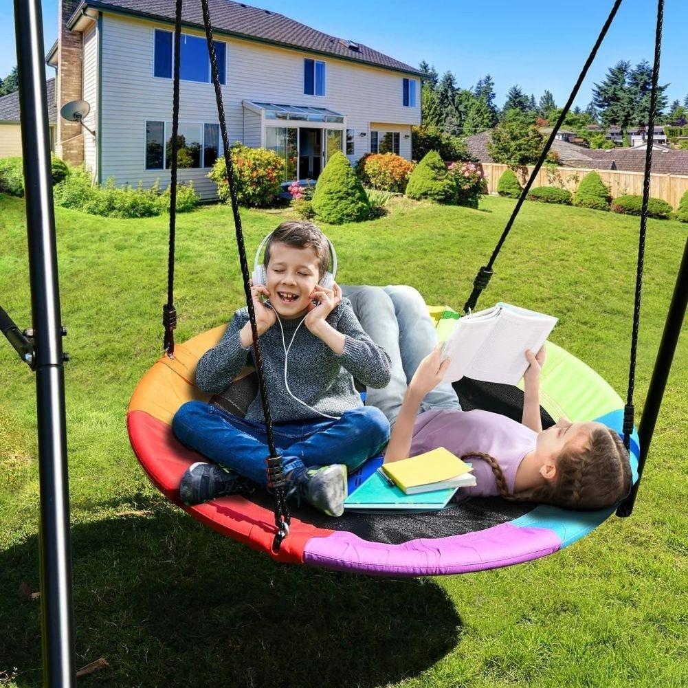 440lbs Swing Set with 40 Inch Saucer Tree Swing and Heavy Duty A-Frame Metal Swing Stand