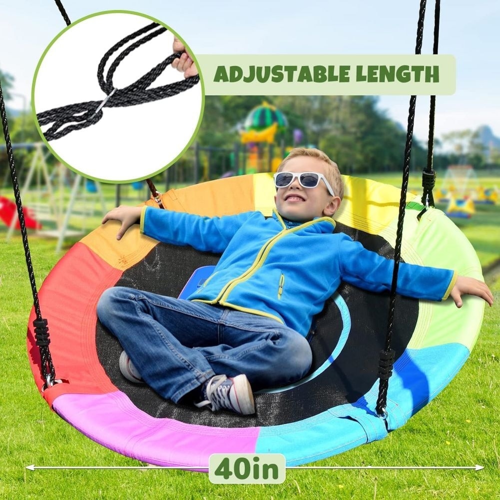 440lbs Swing Set with 40 Inch Saucer Tree Swing and Heavy Duty A-Frame Metal Swing Stand