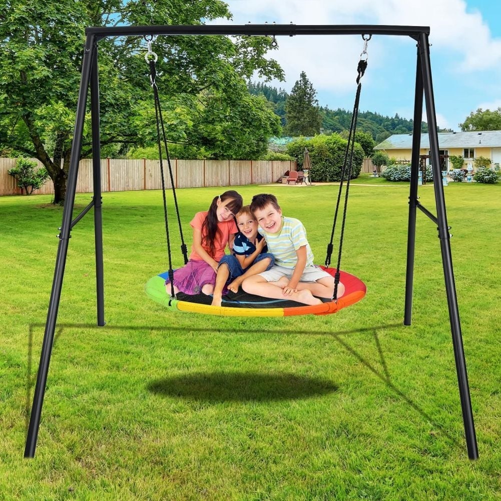 440lbs Swing Set with 40 Inch Saucer Tree Swing and Heavy Duty A-Frame Metal Swing Stand