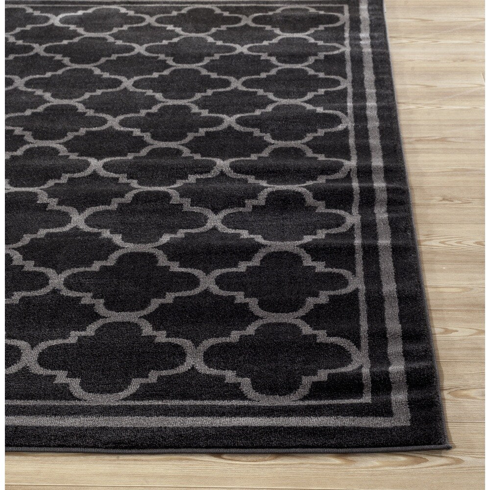 World Rug Gallery Trellis Contemporary Modern Design Dark Grey Area Rug (5'3 x 7'3) - 5'3" x 7'3"