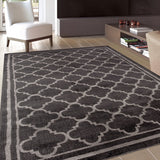 World Rug Gallery Trellis Contemporary Modern Design Dark Grey Area Rug (5'3 x 7'3) - 5'3" x 7'3"