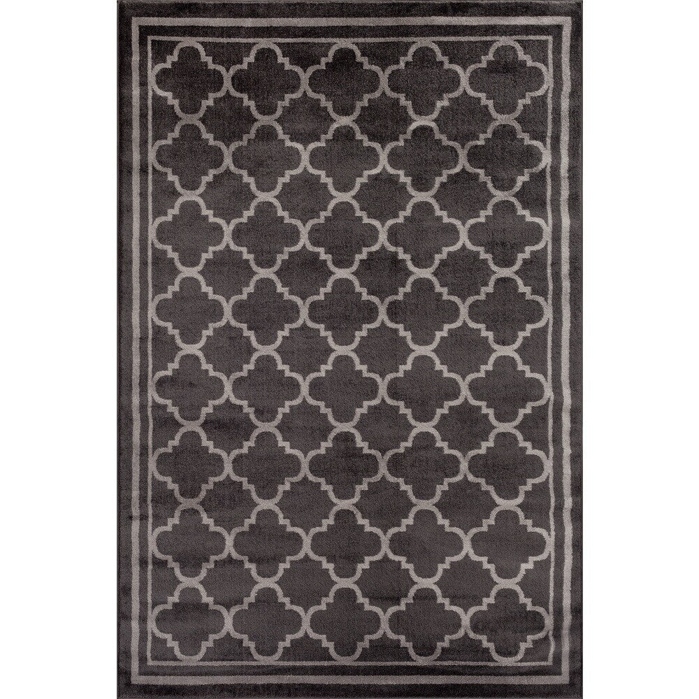 World Rug Gallery Trellis Contemporary Modern Design Dark Grey Area Rug (5'3 x 7'3) - 5'3" x 7'3"