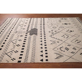 Trellis Geometric Ivory Moroccan Area Rug Hand-Knotted Wool Carpet - 7'7"x 10'9"