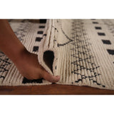 Trellis Geometric Ivory Moroccan Area Rug Hand-Knotted Wool Carpet - 7'7"x 10'9"