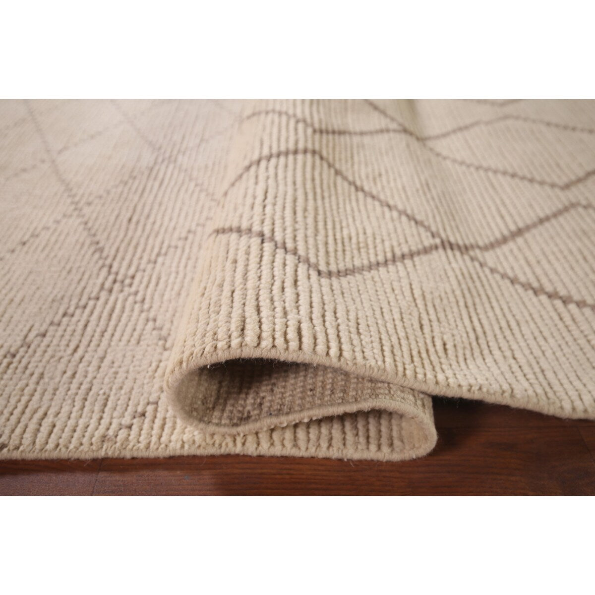 Trellis Ivory Moroccan Rug Hand-Knotted Beige Wool Carpet - 6'8"x 10'7"