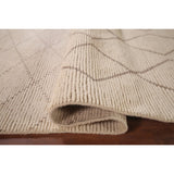 Trellis Ivory Moroccan Rug Hand-Knotted Beige Wool Carpet - 6'8"x 10'7"