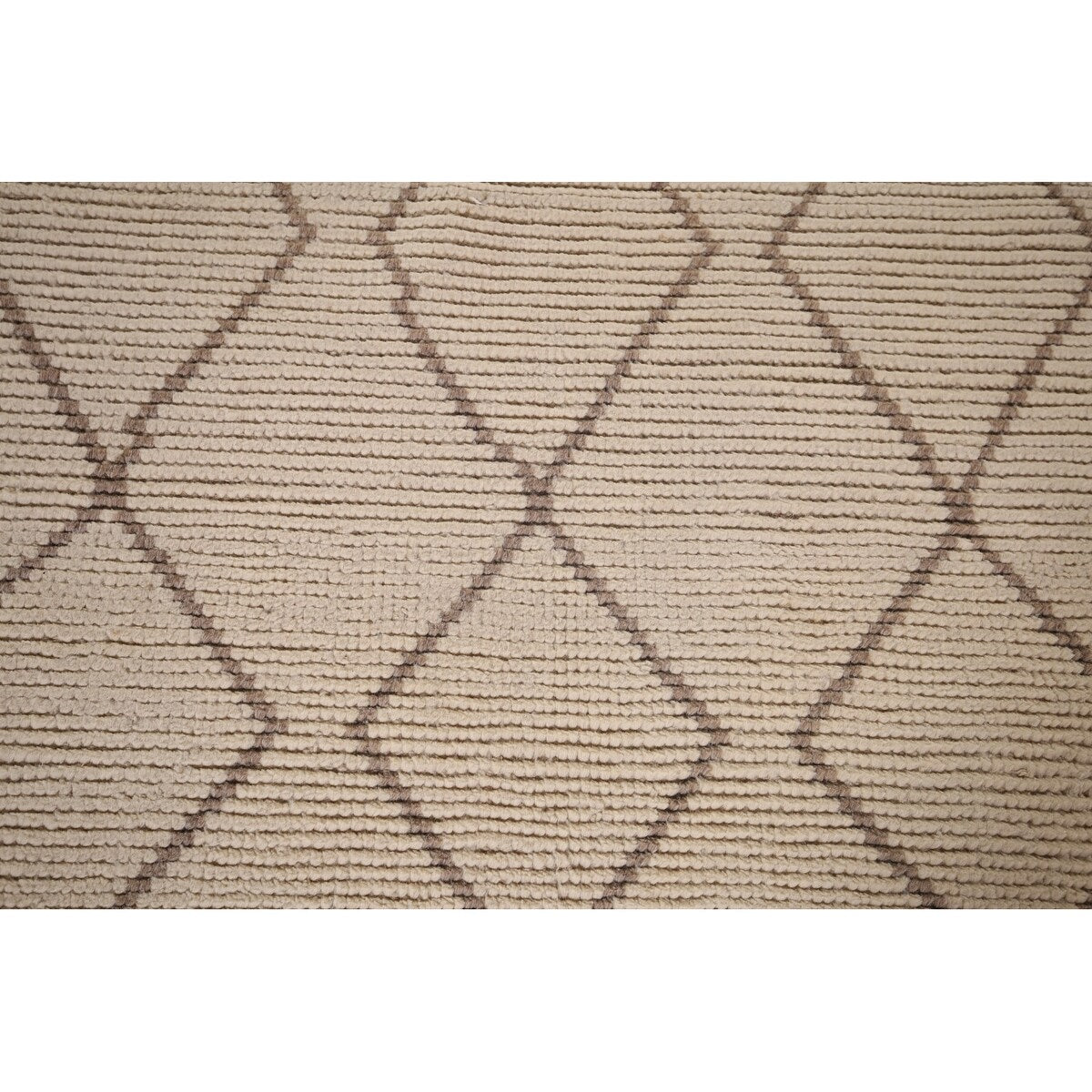 Trellis Ivory Moroccan Rug Hand-Knotted Beige Wool Carpet - 6'8"x 10'7"