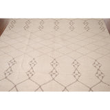 Trellis Ivory Moroccan Rug Hand-Knotted Beige Wool Carpet - 6'8"x 10'7"