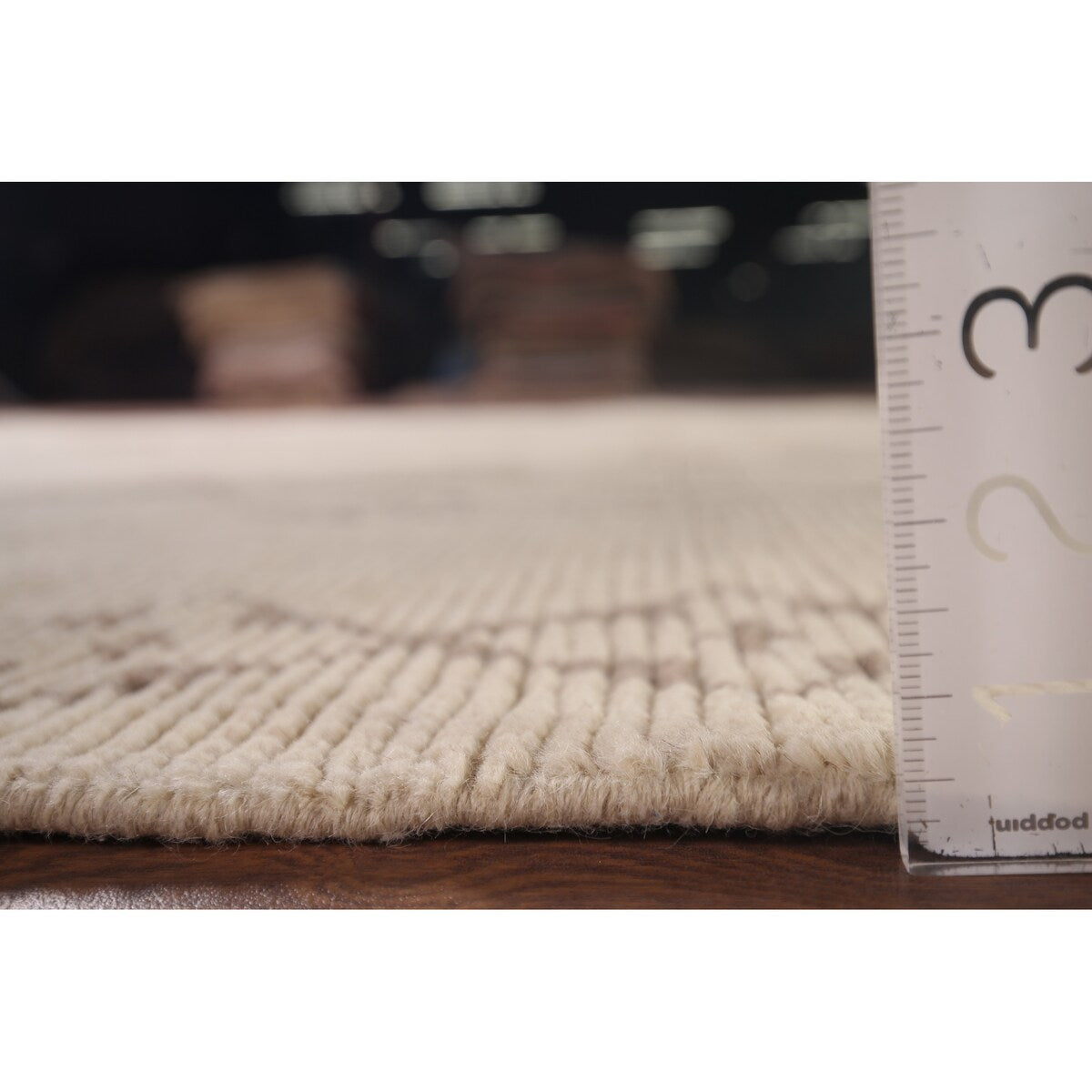 Trellis Ivory Moroccan Rug Hand-Knotted Beige Wool Carpet - 6'8"x 10'7"
