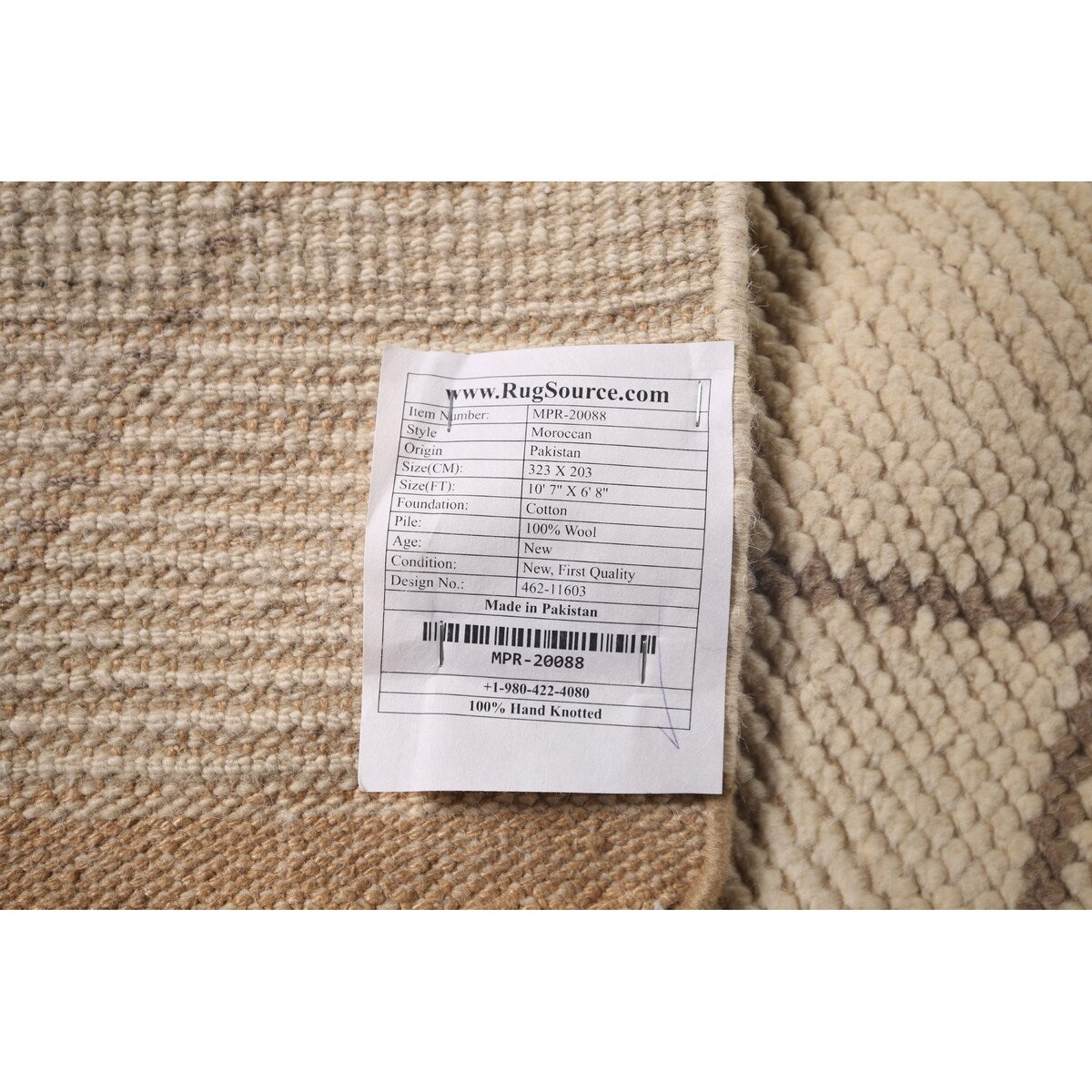 Trellis Ivory Moroccan Rug Hand-Knotted Beige Wool Carpet - 6'8"x 10'7"