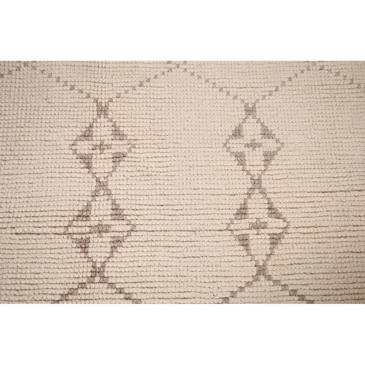 Trellis Ivory Moroccan Rug Hand-Knotted Beige Wool Carpet - 6'8"x 10'7"