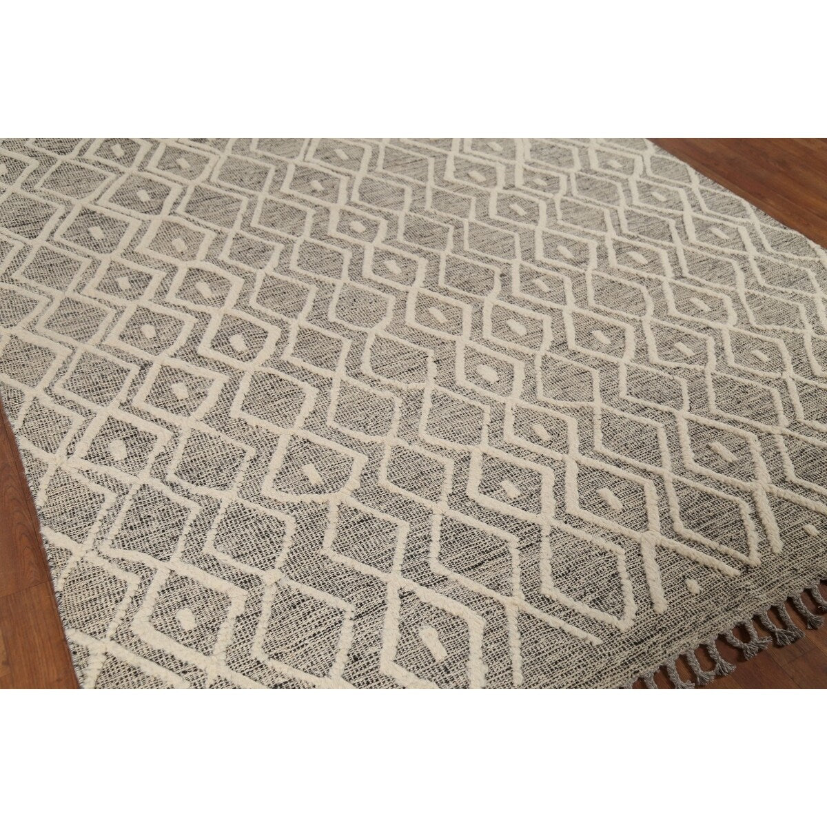Trellis Moroccan Area Rug Handmade Oriental Wool Carpet - 6'10"x 10'3"