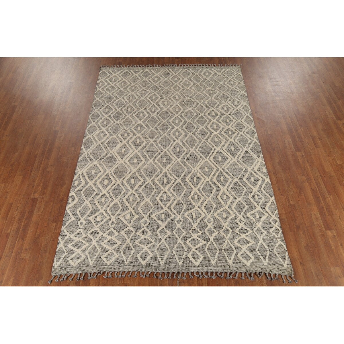 Trellis Moroccan Area Rug Handmade Oriental Wool Carpet - 6'10"x 10'3"