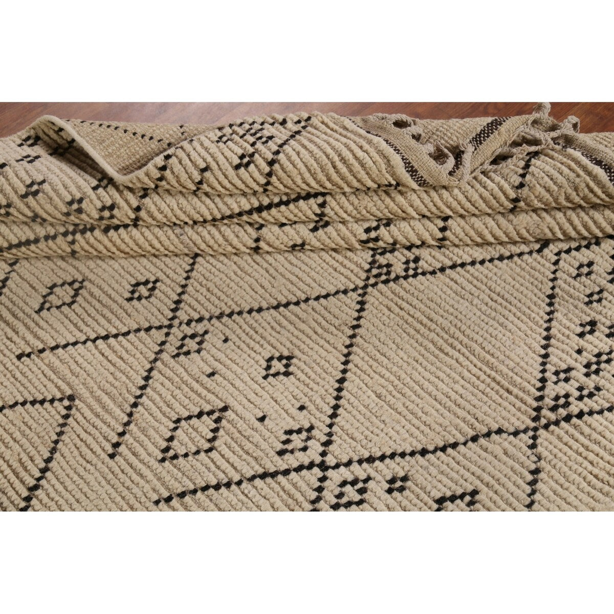 Trellis Moroccan Area Rug Hand-Knotted Geometric Wool Carpet - 6'0"x 9'8"