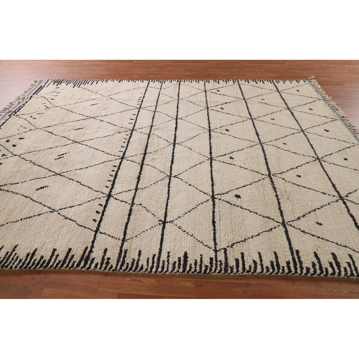 Trellis Moroccan Style Area Rug Hand-Knotted Wool Carpet - 7'10" x 10'3"