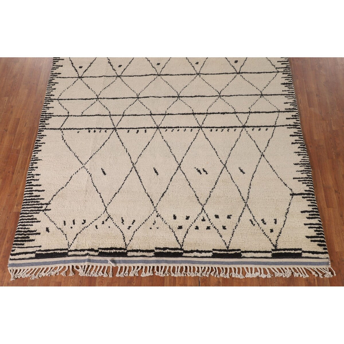 Trellis Moroccan Style Area Rug Hand-Knotted Wool Carpet - 7'10" x 10'3"