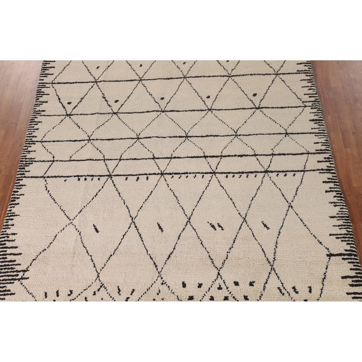 Trellis Moroccan Style Area Rug Hand-Knotted Wool Carpet - 7'10" x 10'3"