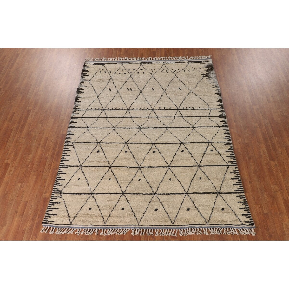 Trellis Moroccan Style Area Rug Hand-Knotted Wool Carpet - 7'10" x 10'3"
