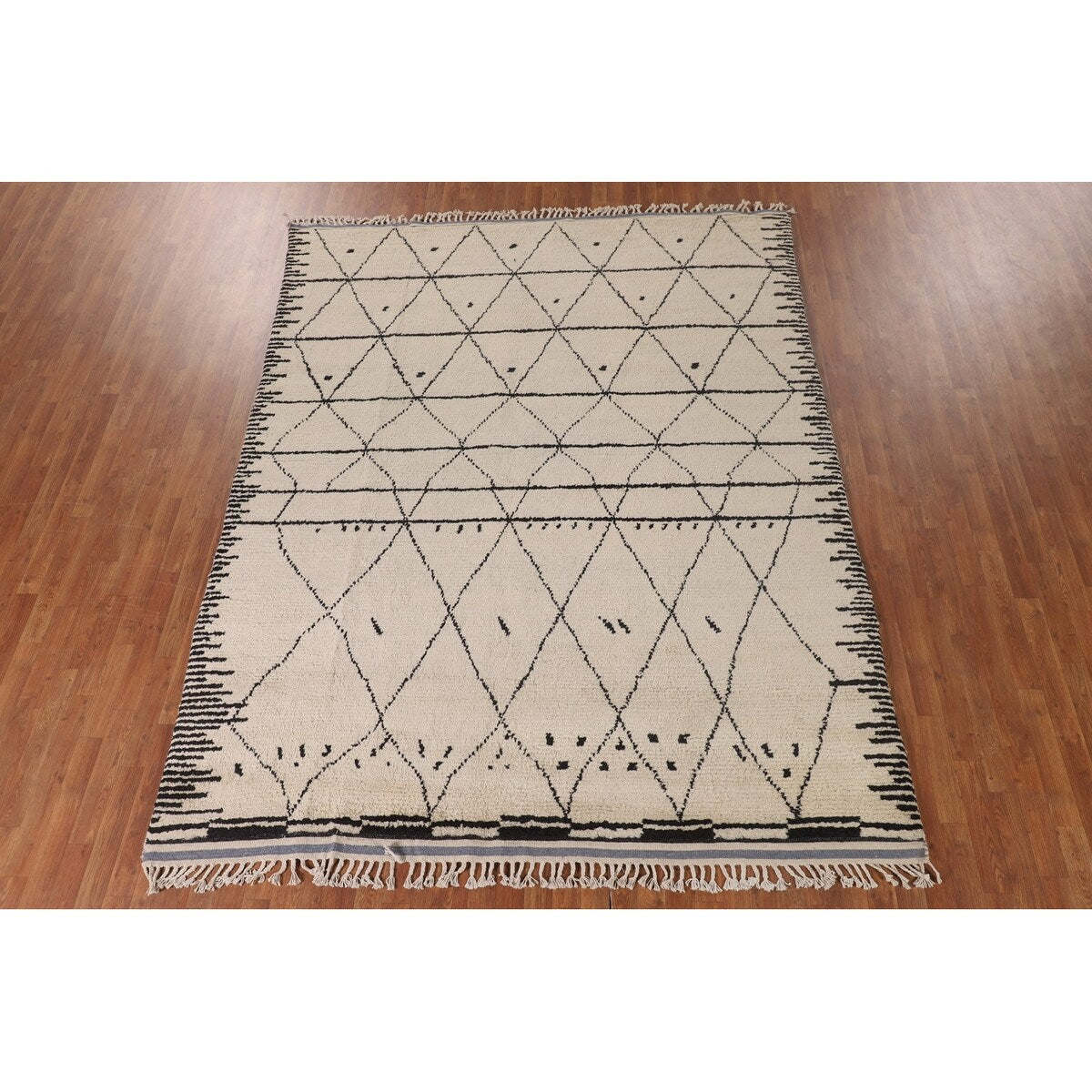 Trellis Moroccan Style Area Rug Hand-Knotted Wool Carpet - 7'10" x 10'3"