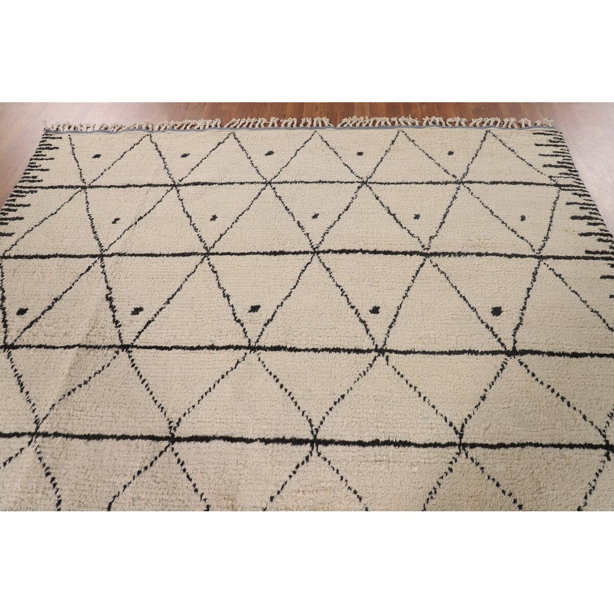 Trellis Moroccan Style Area Rug Hand-Knotted Wool Carpet - 7'10" x 10'3"