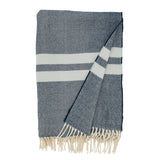 Trendy Stripe and Herringbone Fringed Throw