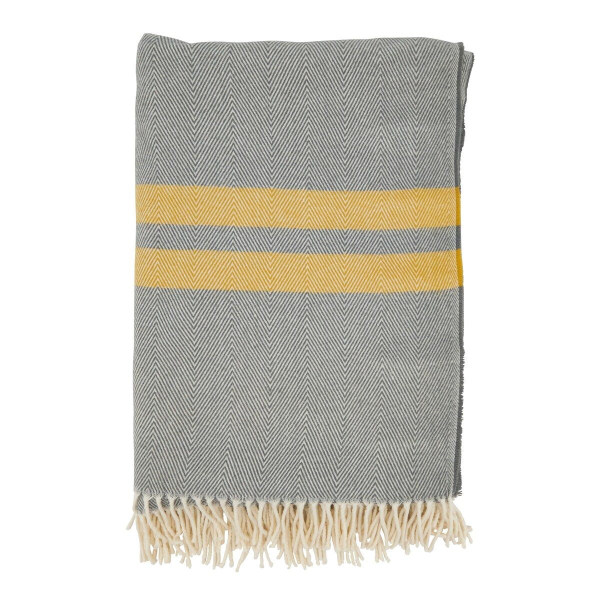 Trendy Stripe and Herringbone Fringed Throw