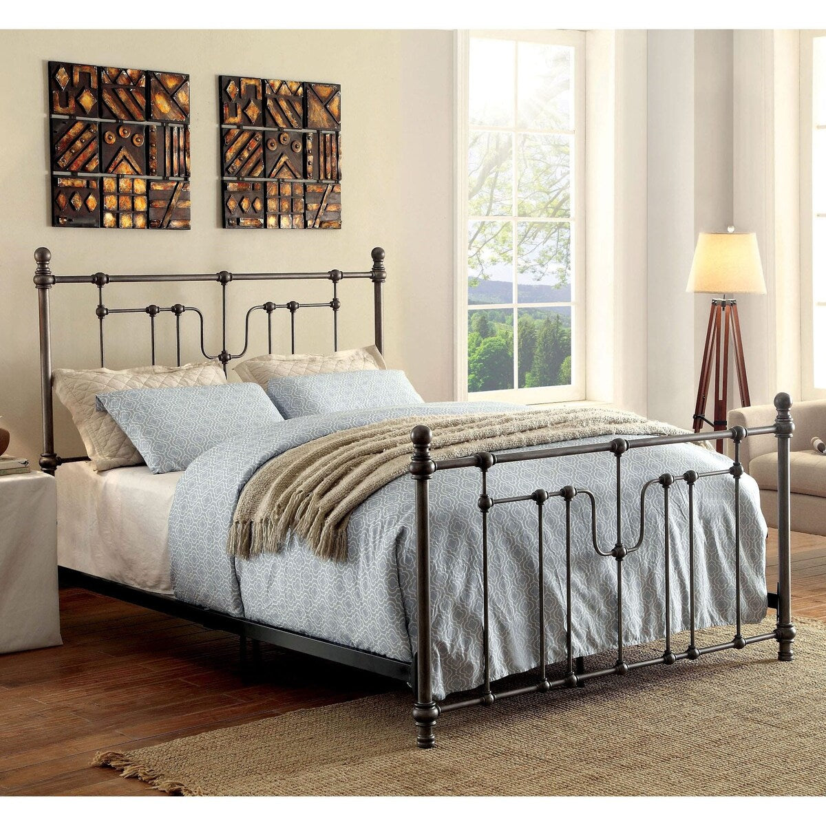 Furniture of America Trenton Industrial Grey Metal Panel Bed