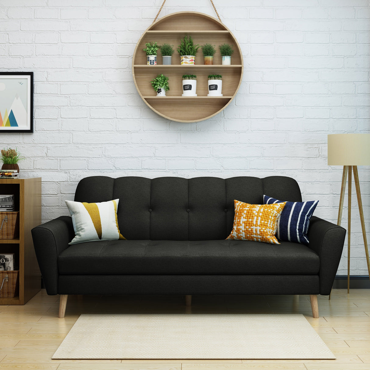 Treston Mid-Century Modern Fabric Tufted Sofa by Christopher Knight Home