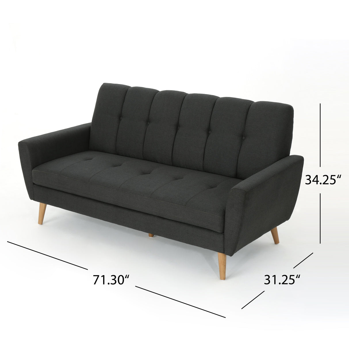 Treston Mid-Century Modern Fabric Tufted Sofa by Christopher Knight Home