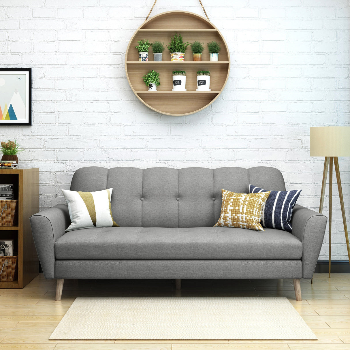 Treston Mid-Century Modern Fabric Tufted Sofa by Christopher Knight Home