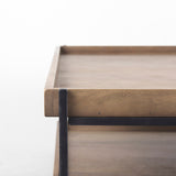 Trey Medium Brown Solid Wood w/Black Metal Frame Two-Tier Coffee Table - 48.0L x 46.0W x 17.0H