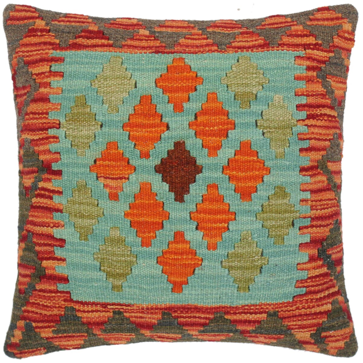 Tribal Altha Hand-Woven Turkish Kilim Pillow 16 in. x 17 in.