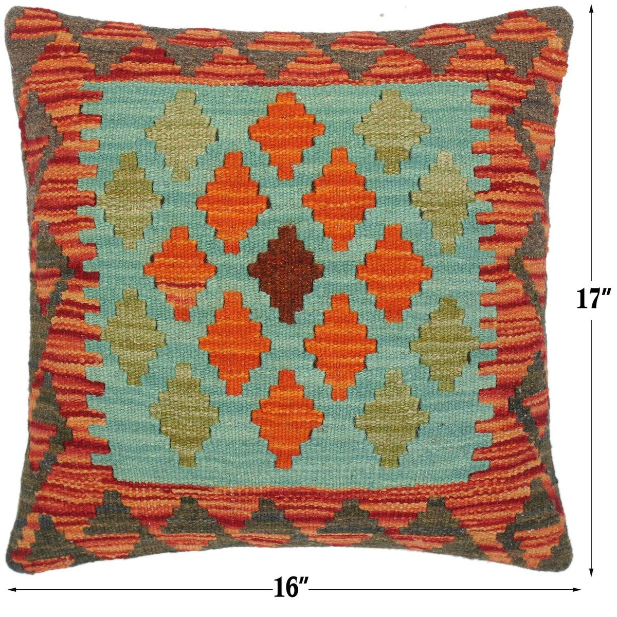 Tribal Altha Hand-Woven Turkish Kilim Pillow 16 in. x 17 in.