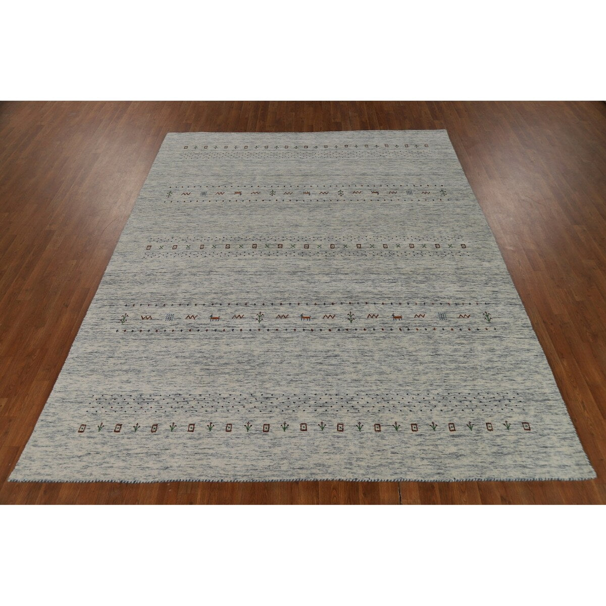 Tribal Animals Gabbeh Oriental Area Rug Handmade Wool Carpet - 8'1"x 9'9"